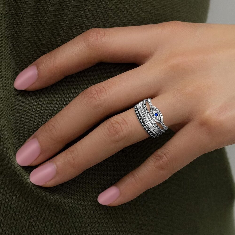 Trendy Oxidized Sterling Silver Stackable Eternit… - image 5